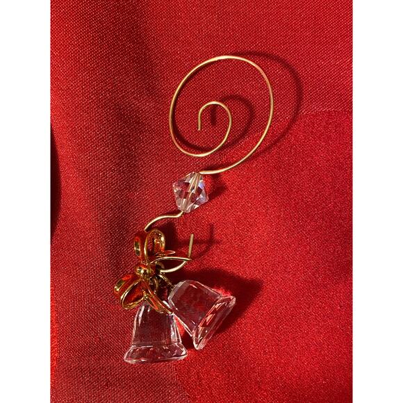 Vintage Pair of .75 in Crystal Bells with Gold Bow Decor Under Glass Cloche EUC - Picture 16 of 16